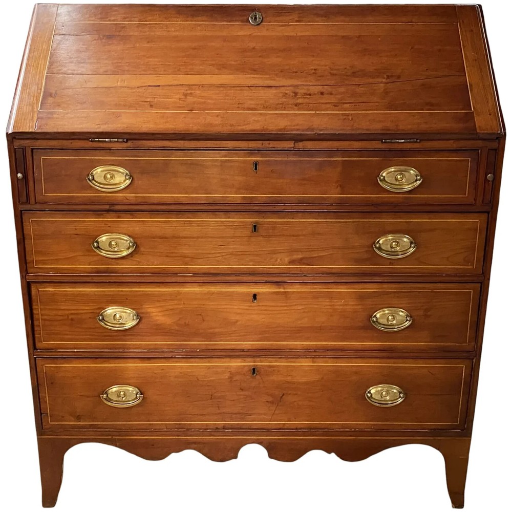 Federal Country Hepplewhite Cherry Standing Fall Front Desk with Compartments