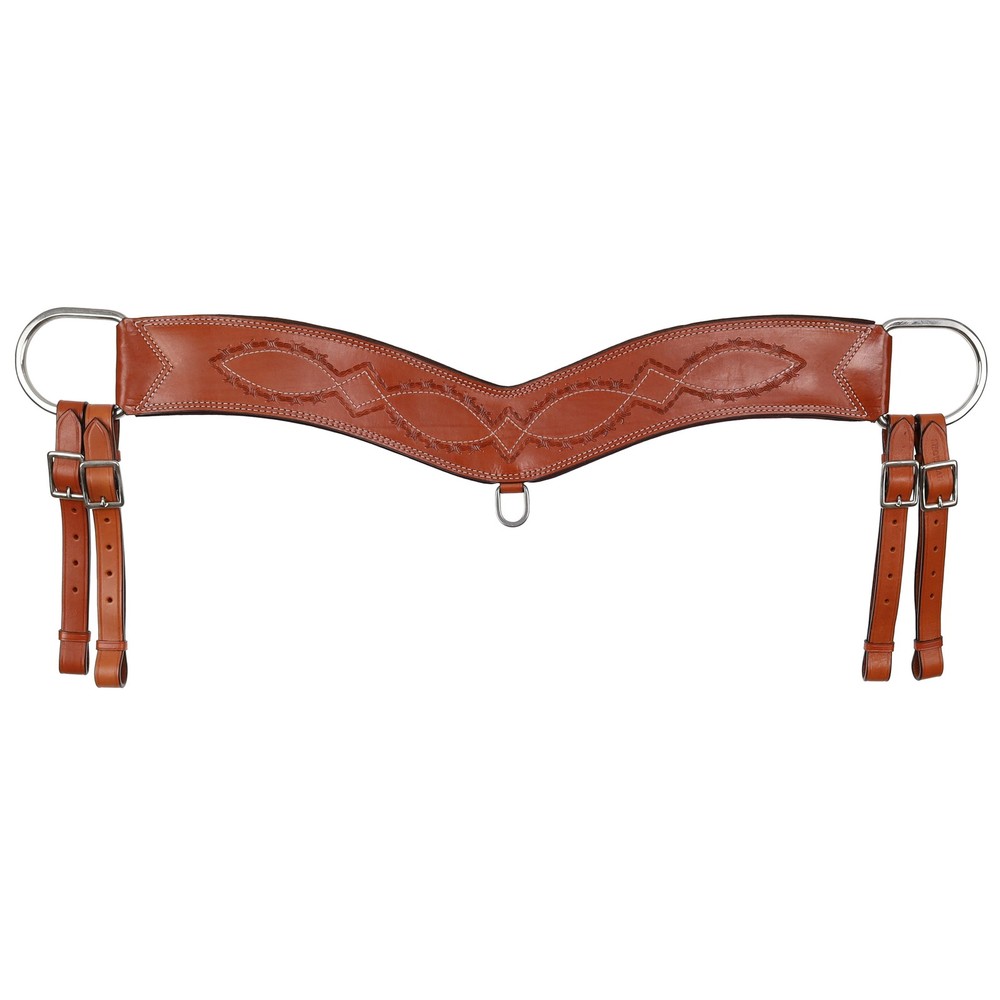 Showman Barbwire Tooled Leather Tripping Collar