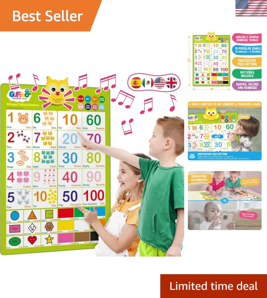Multicolor Bilingual Learning Chart for Toddlers - Early Math & Language Skills