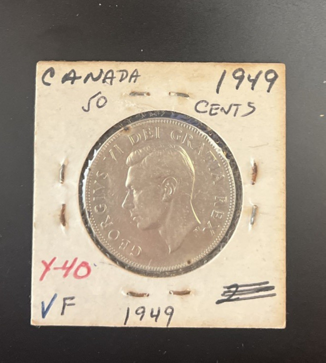 1949 Canada 50 Cent Half Dollar .800 Silver Coin. (MM00199)