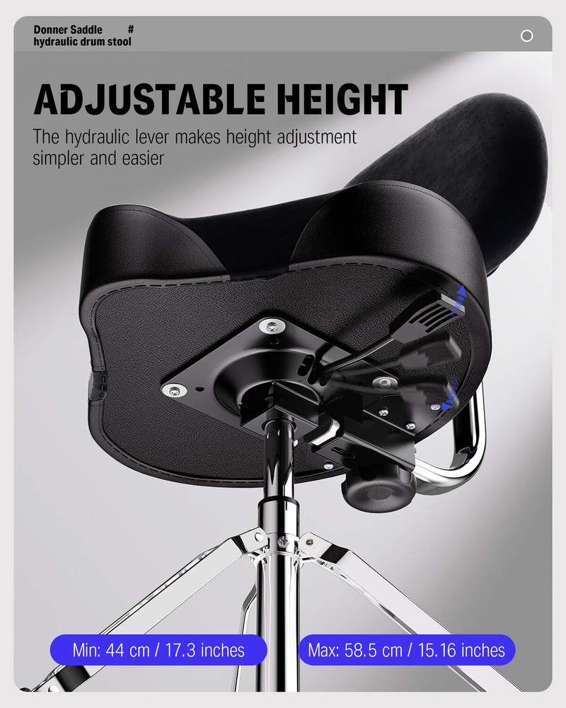 Donner Drum Throne With Backrest Motorcycle Style Stable Height Adjustable Stool