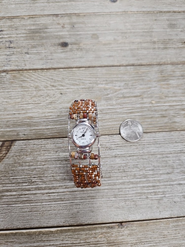 Peyote Bird Brown Beaded Cuff Watch Needs Battery