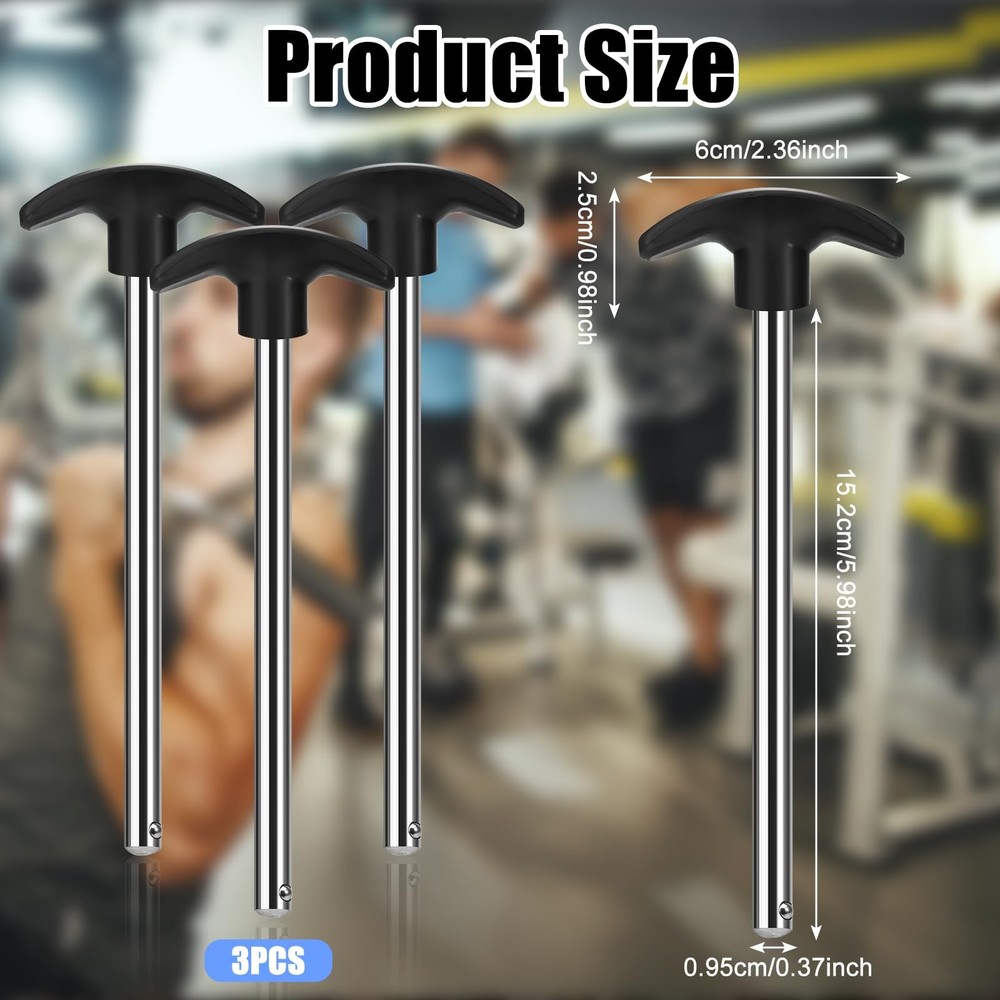 3pcs Weight Stack Pin, Gym Pins for Stack,Weight Lifting Black