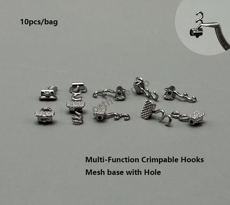 10pc/bagDental Orthodontic Crimpable Hooks Multi-Function Long Curved Left Right