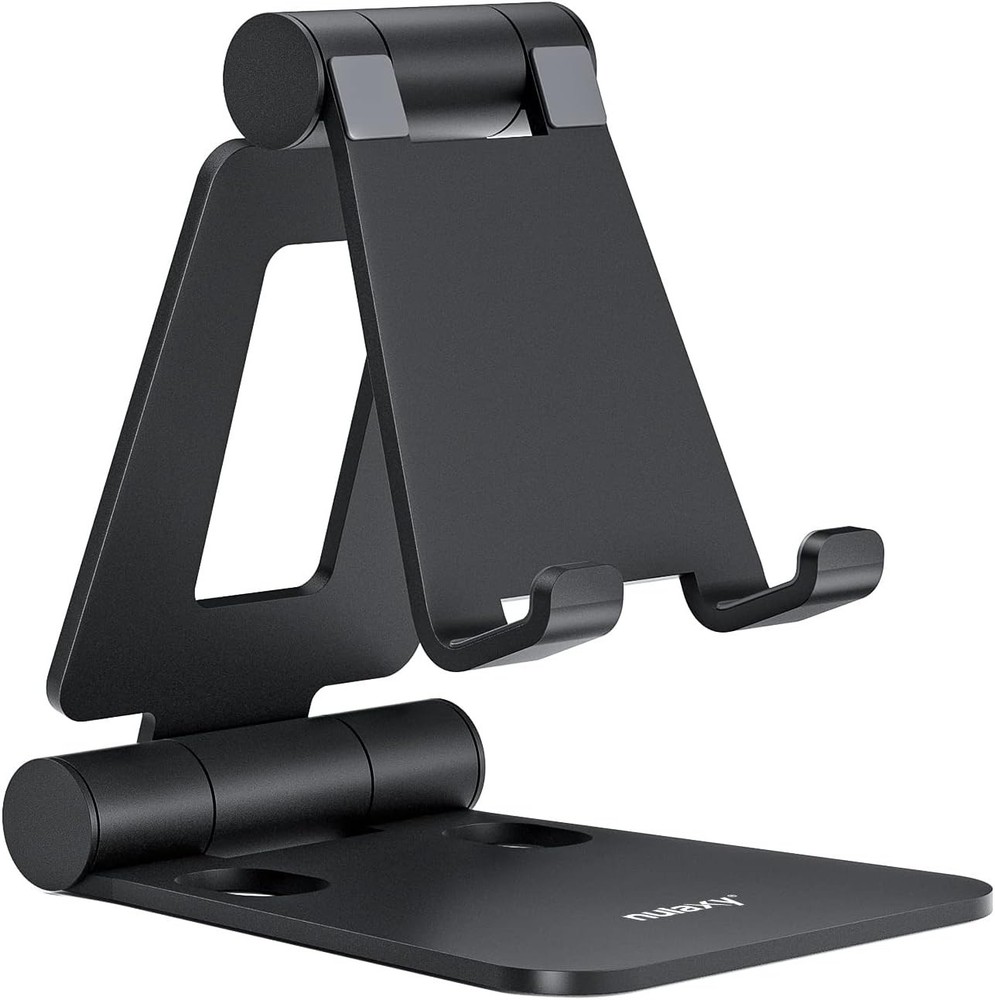 Nulaxy Dual Folding Cell Phone Stand, Fully Adjustable Foldable A-Black