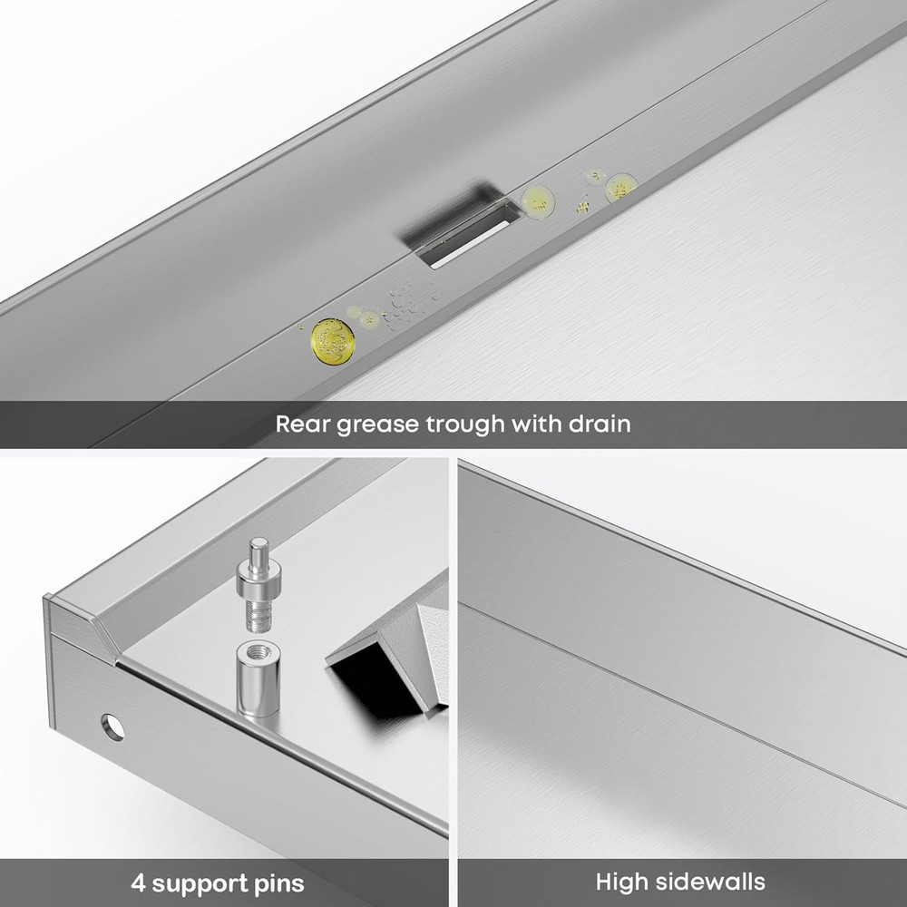 22" Stainless Steel Griddle Top Replacement for Blackstone with Grease System