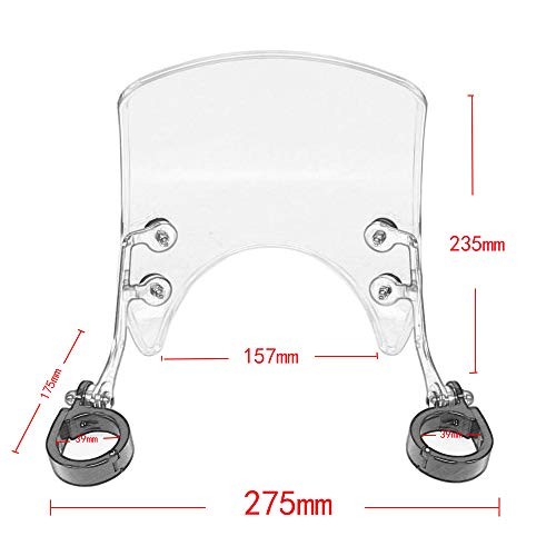 Windscreen 5" Round-Headlight Windshield 39-41mm Fork Mount Compatible Black
