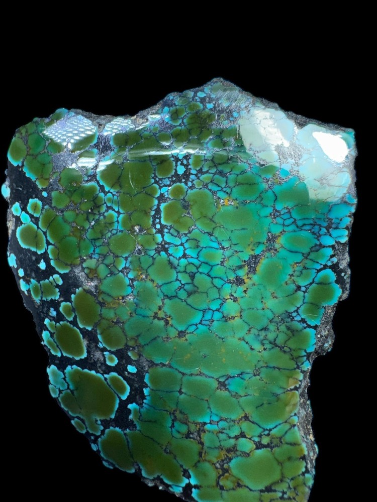 Hubei turquoise stabilized great multi color polychrome solid spiderweb nugget