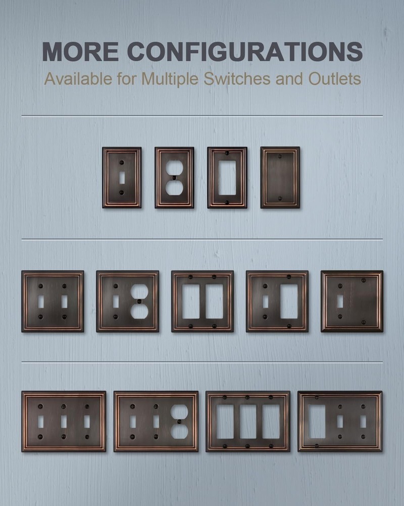 Double Toggle Wall Plate, Decorative Aged Bronze 2 2PK,