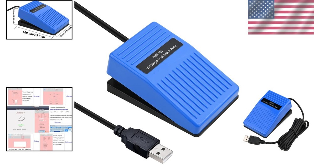 2023 Upgraded USB Foot Pedal - Programmable Single Switch for Gaming & Streaming