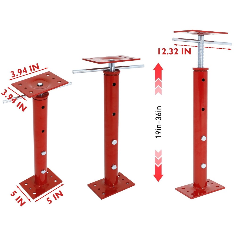4pcs Adjustable Floor Jack Post House Floor Leveling Lift 19"-36" Height Range