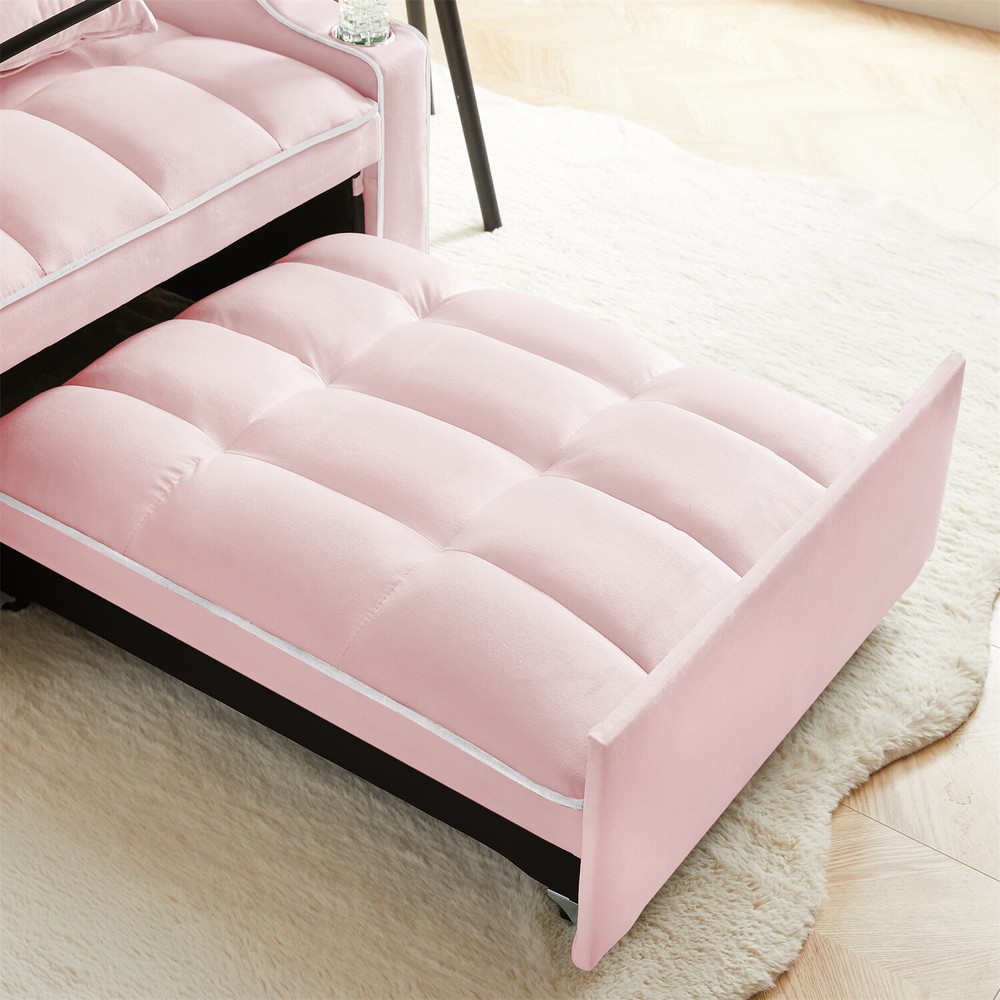 Convertible Sofa Bed Chairs 3-in-1 Multi-Function Folding Sleeper Sofa Pink US