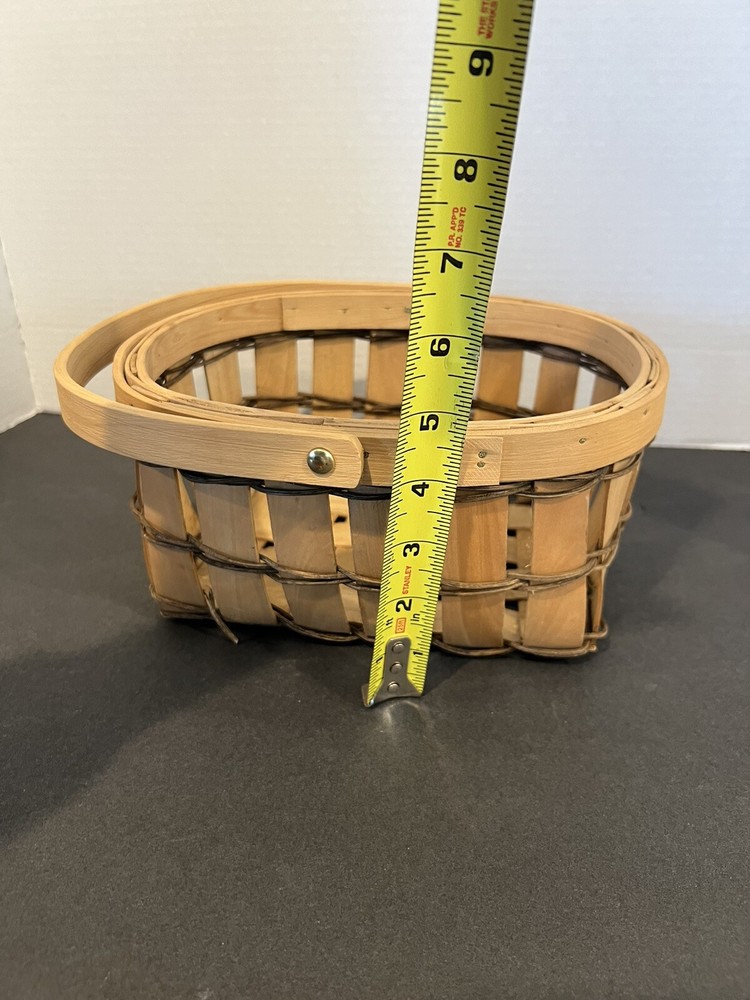 Woven Wood Basket w/Single Moveable Handle