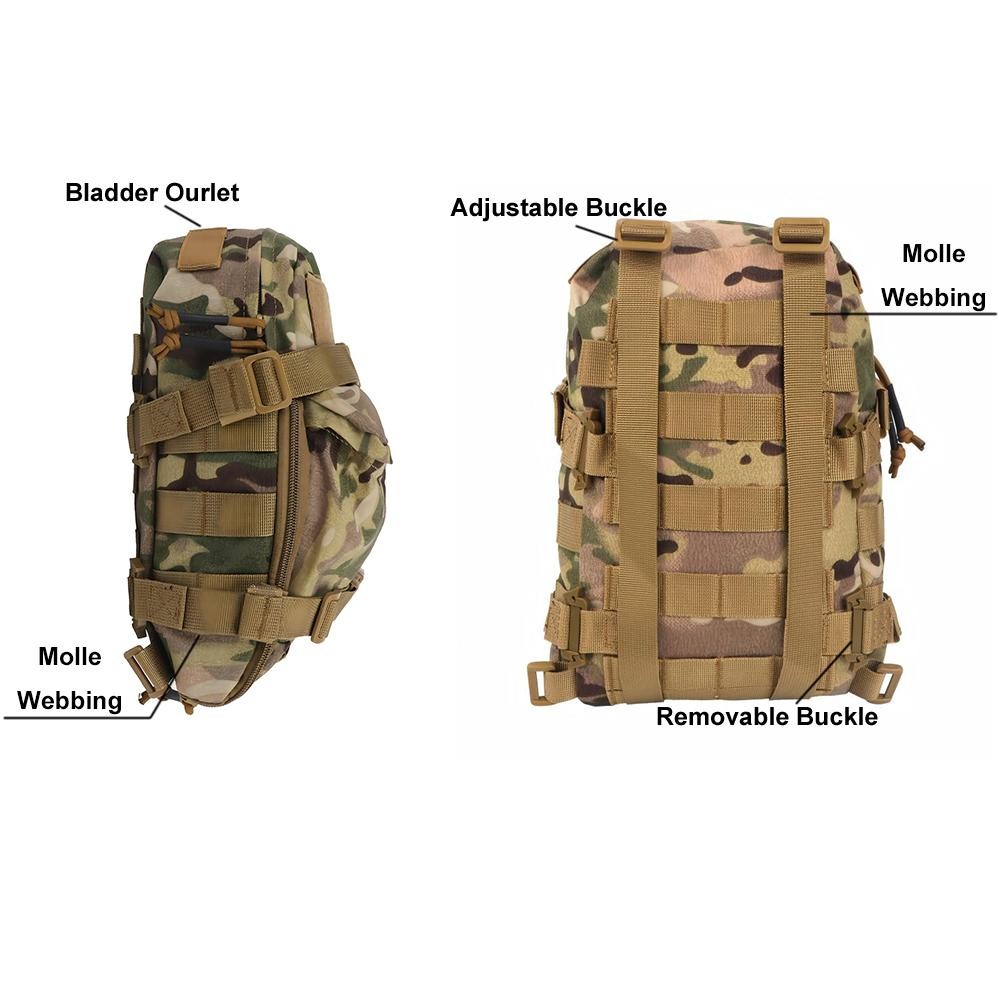 Hunting Tactical Hydration Pack Mini Back Panel Water Bag Nylon Vest Hose Molle