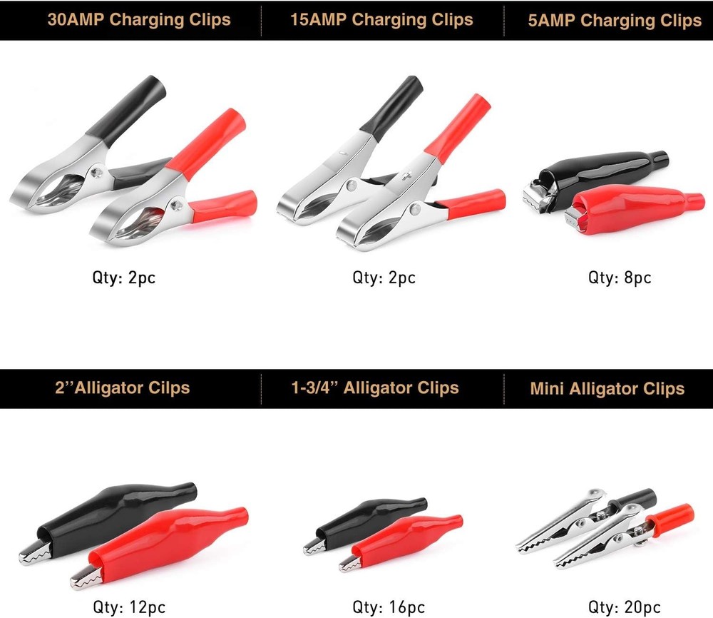Versatile 60-Piece Alligator Clip Set for Battery and Electrical Applications