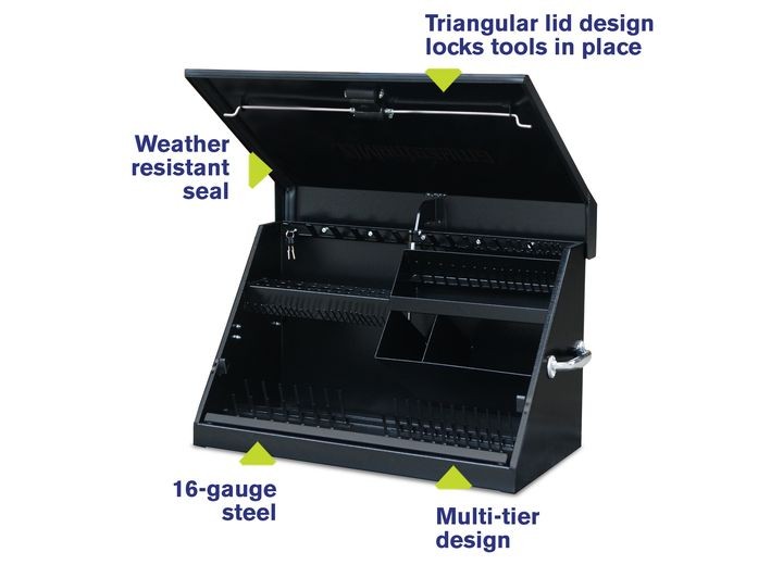 Montezuma ME300B 30" x 15" Triangle Toolbox, Steel, Black