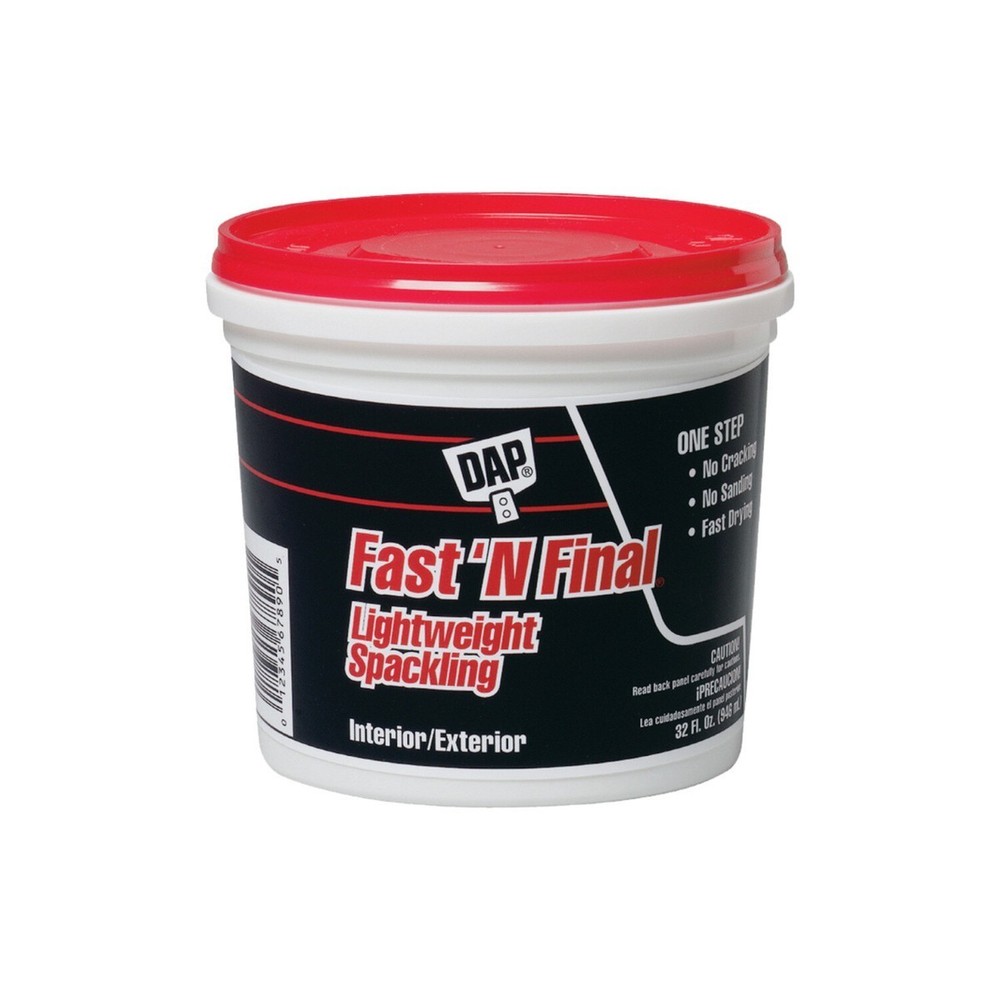 Dap 12142 Spackling Paste, 1 Qt, Tub, White, Fast 'N Final