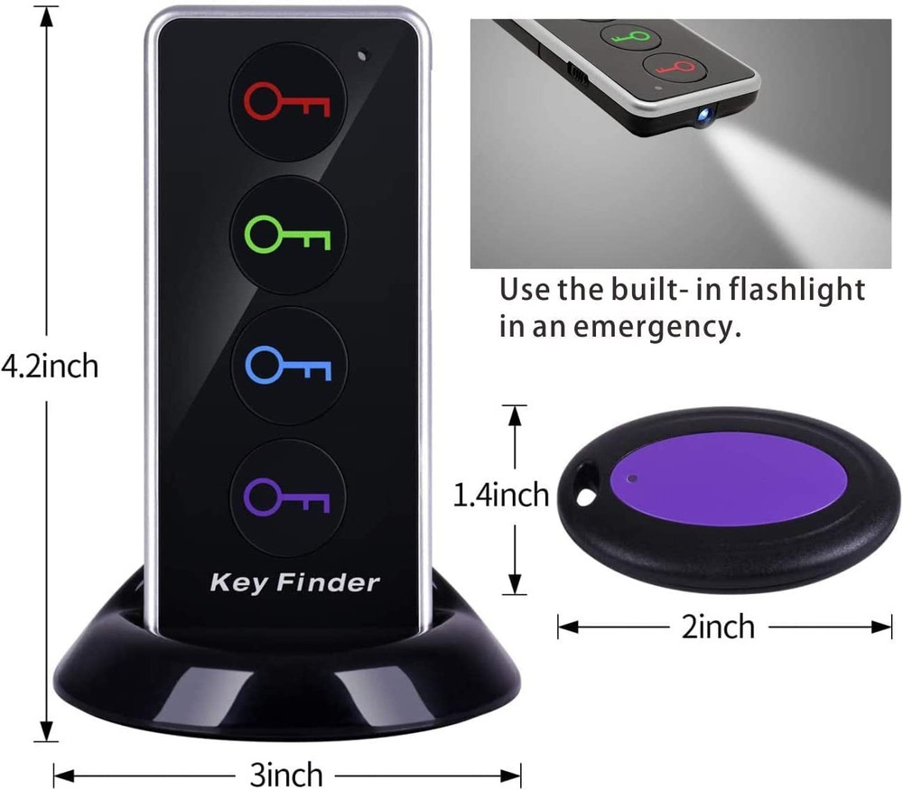 Key Finder, 80Db+ RF Item Locator Tags with 131Ft. Working Range