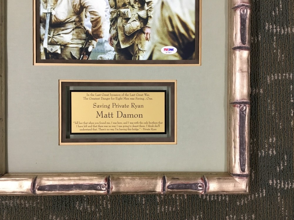 Matt Damon Signed Saving Private Ryan Photo Custom Framed Display PSA/DNA COA