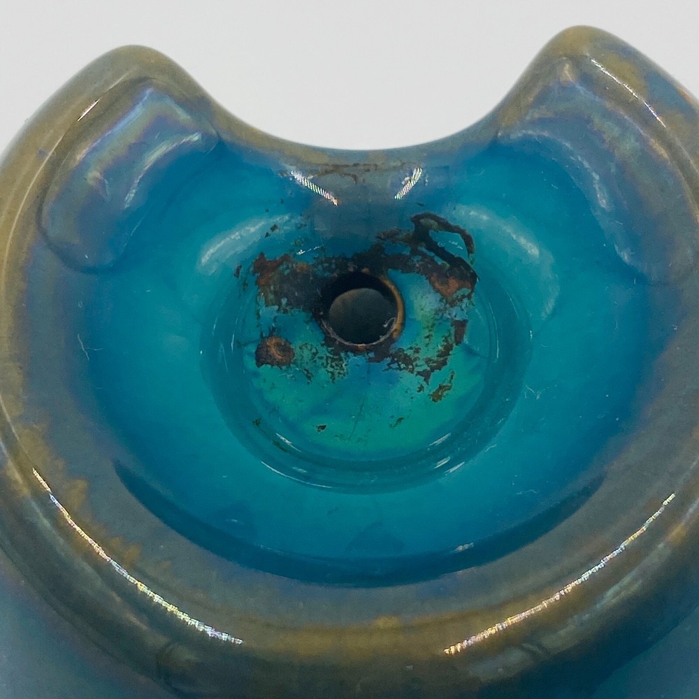 Ceramic Backwards Flow Waterfall Incense Burner, Blue 8" Tall