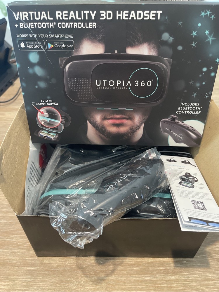 Utopia 360 Virtual Reality 3d Headset Includes Bluetooth Controller