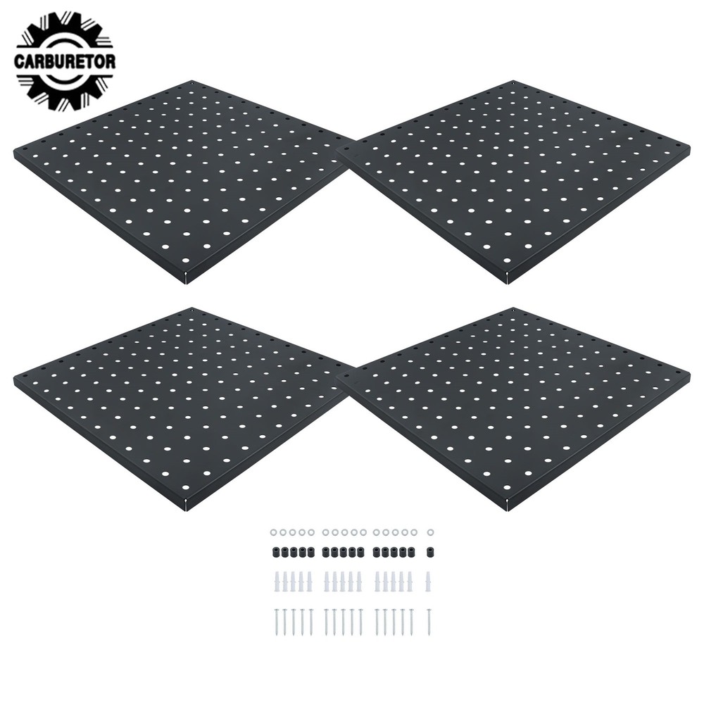 4 Pack 12 × 12 Inch Metal Pegboard Panel Wall Organizer Panel Storage Hanger