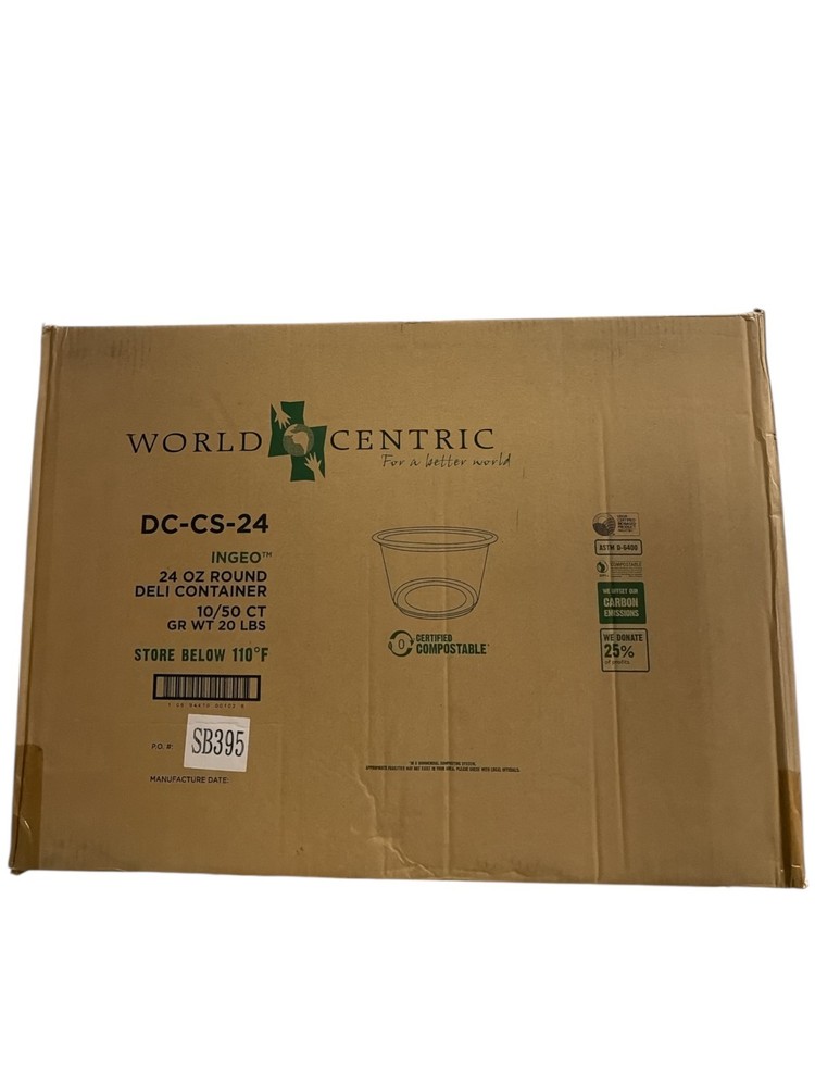 WORLD CENTRIC DC-CS-24 24oz round deli container case/500ct