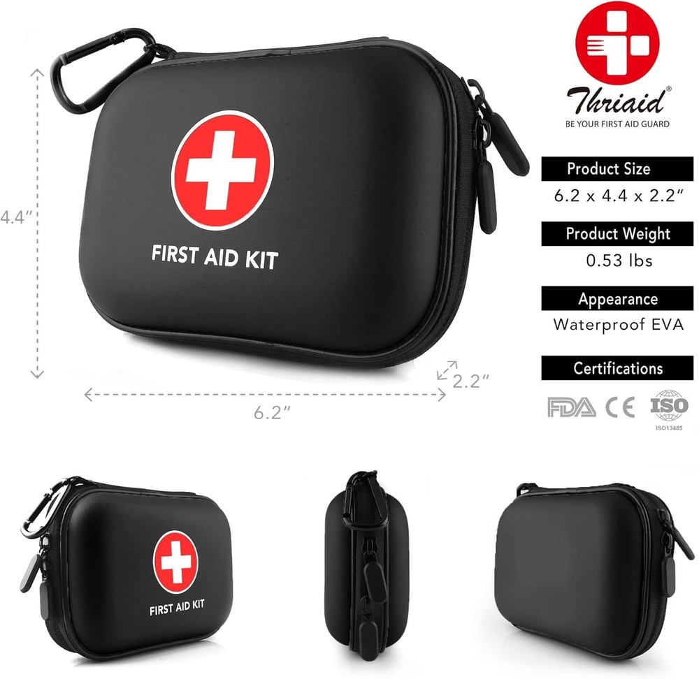 Mini First Aid Kit, 100 Pieces Water-Resistant Hard Shell Small Case - Perfec...