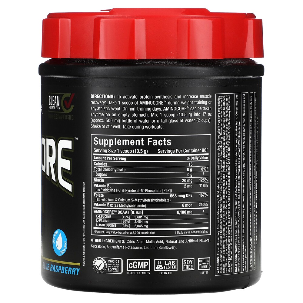 AMINOCORE BCAA, Blue Raspberry, 2.1 lbs (945 g)