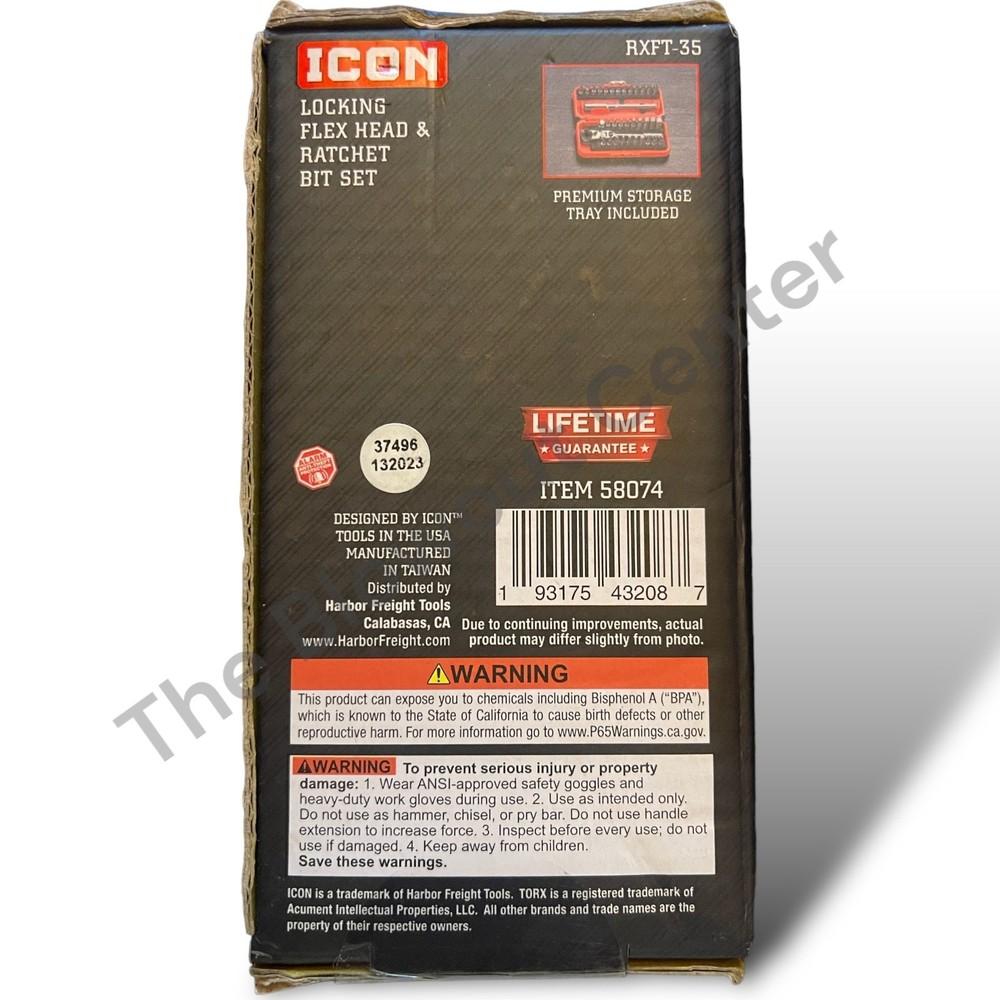 ICON RXFT-35 Locking Flex Head Ratchet Bit Set 35 Piece W/Protective Case