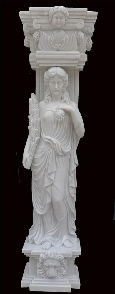 BEAUTIFUL HAND CARVED MARBLE FIGURAL COLUMNS - MWC1