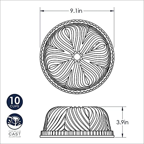 Nordic Ware Bavaria Bundt Pan, 10-Cup, Graphite