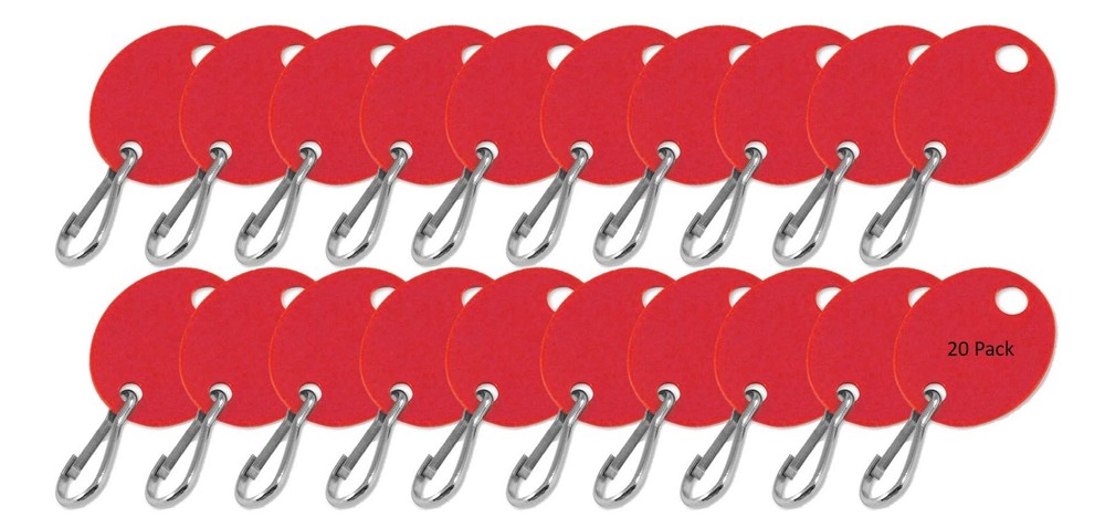 20 PCS Red Oval Key Tag With Hook 258070 Key Identification Tags Plastic