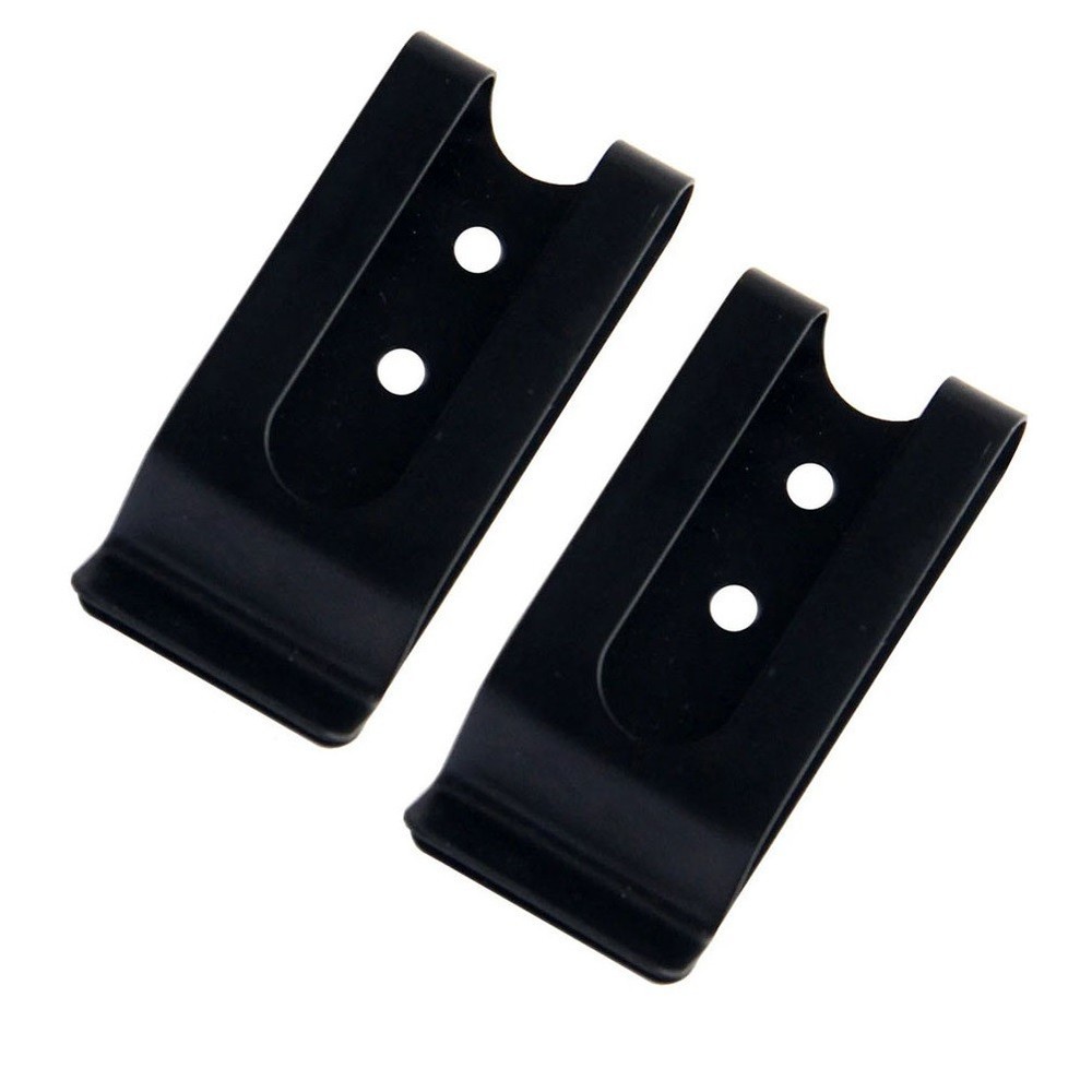 Practical Belt Clip Hook Securing Clip 2pcs Black Coated Finish Flat Base