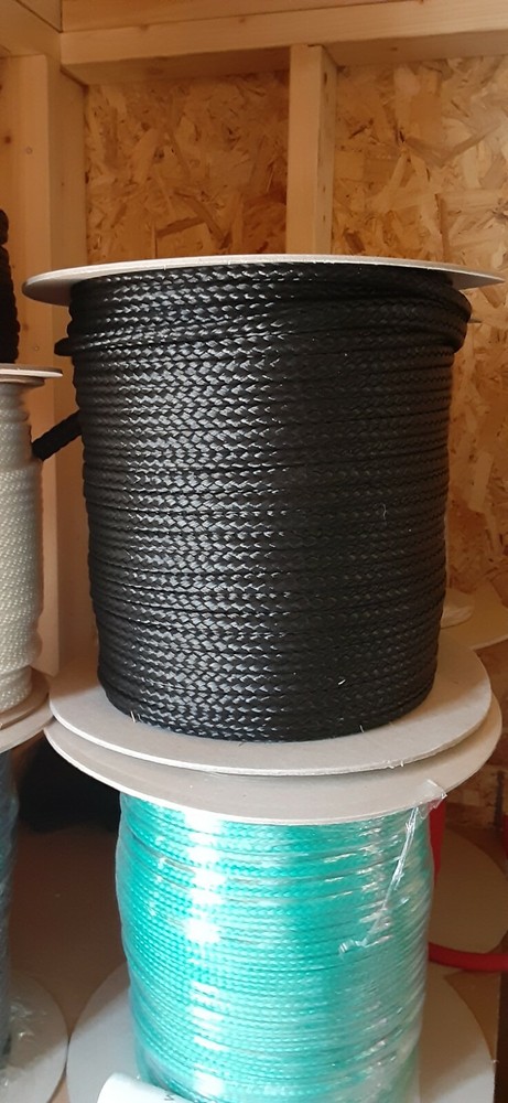 14 mm x 480 ft. Hollow Braid Polyethylene Rope Spool. Black.
