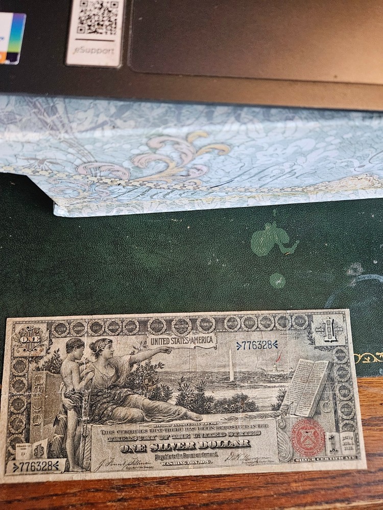 1896 $1 Educational Note Silver Certificate Large Currency