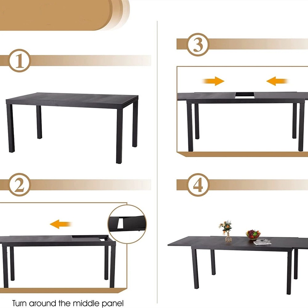 Outdoor Dining Table Patio Dining Table Expandable Adjustable Candlelight Dinner