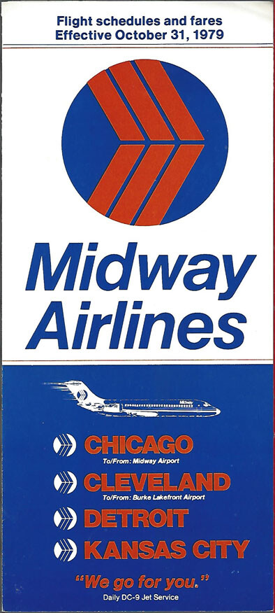 Midway Airlines system timetable 10/31/79 [0123] Buy 4+ save 25%