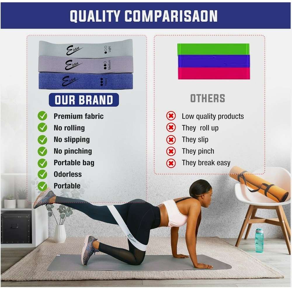 Resistance Bands Exercise Loop Bands 3pcs Soft Cotton Texture Fabric