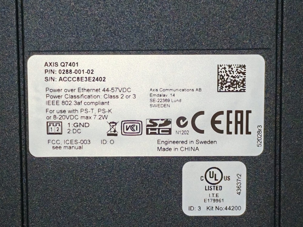 Axis Communication Q7401 Video Encoder 0288-001-02