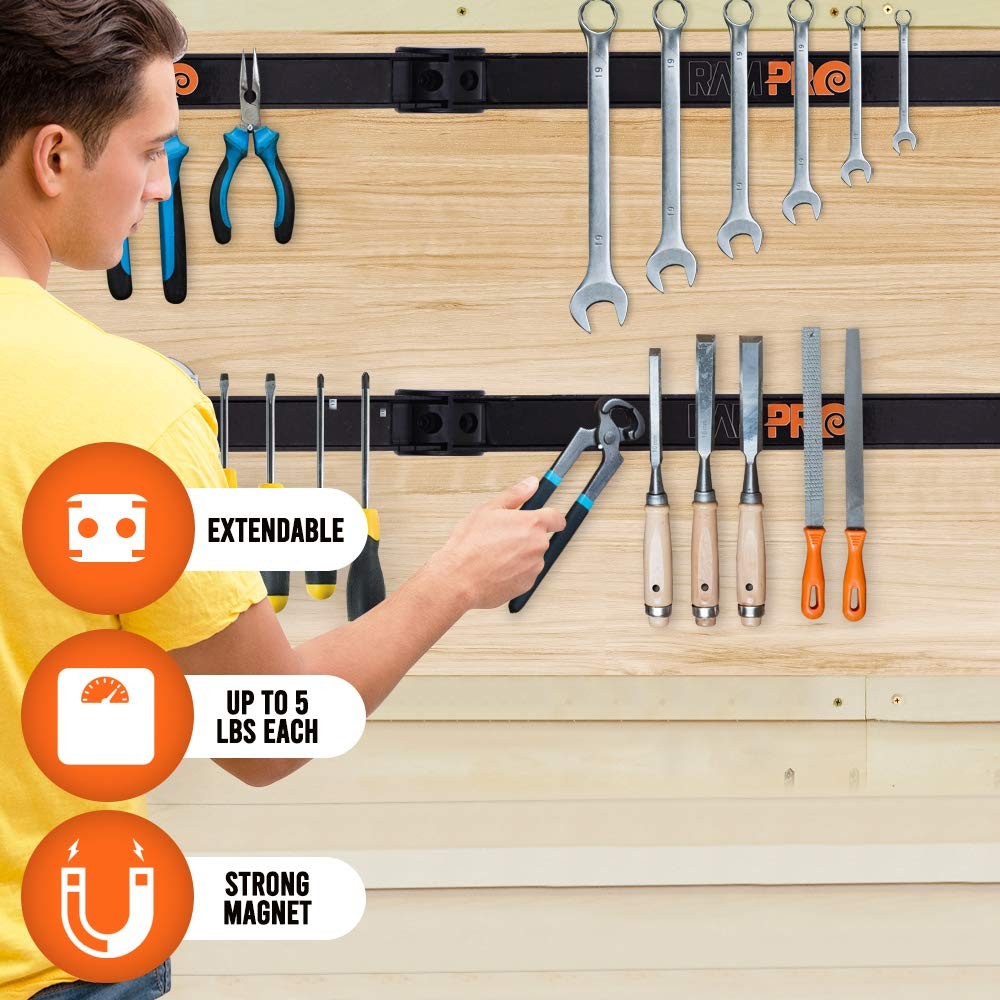 Magnetic Tool Holder Strip for Garage & Workshop Organization - Easy Install