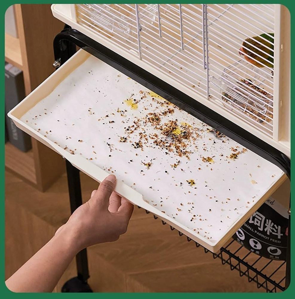100PCS Bird Cage Liner Papers, Disposable Cage Paper Liners Precut Absorbent Cus