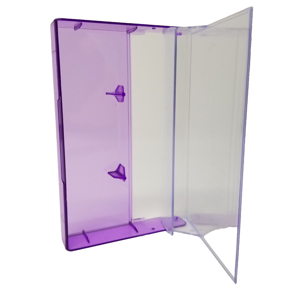 25 Cassette Tape Cases: Clear Front + Purple Tint Back - Empty Plastic Boxes