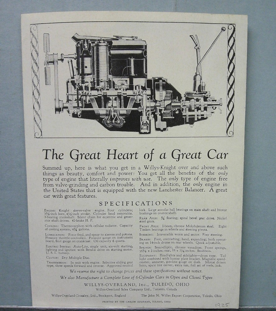 1925 Willys-Knight Sales Folder