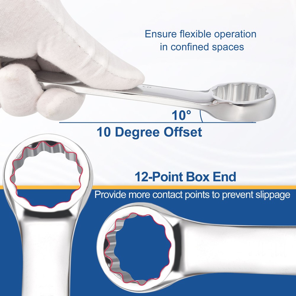 Combination Wrench 7/16" Double Box End 10-Degree 12-Point Wrenches