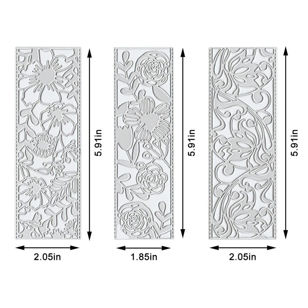 3 PCS Flowers Leaves Frame Cutting Dies for Card Making, Rectangular Frame Bo...