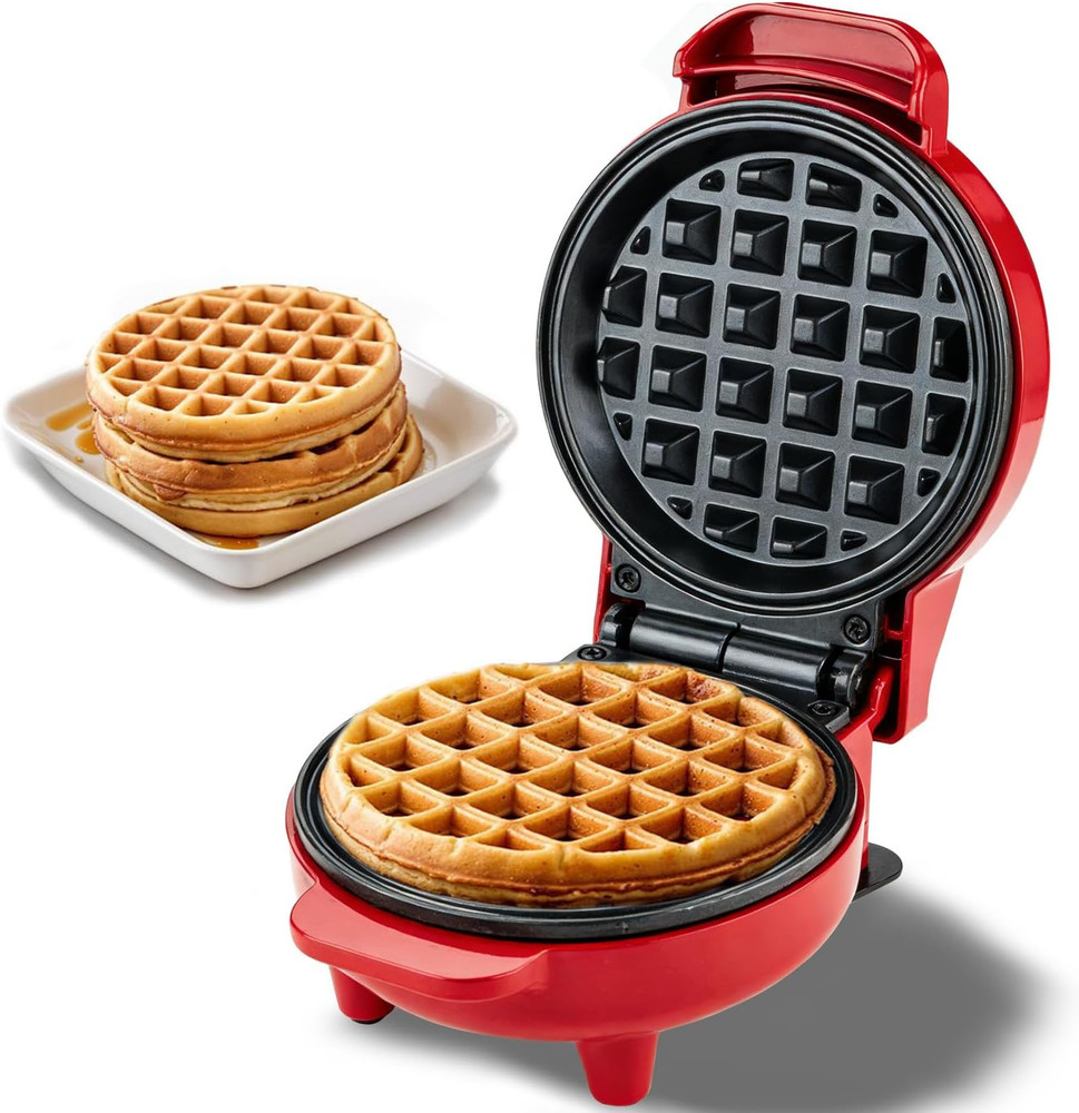 Compact 4-Inch Nonstick Mini Waffle Maker for Breakfast and Chaffles