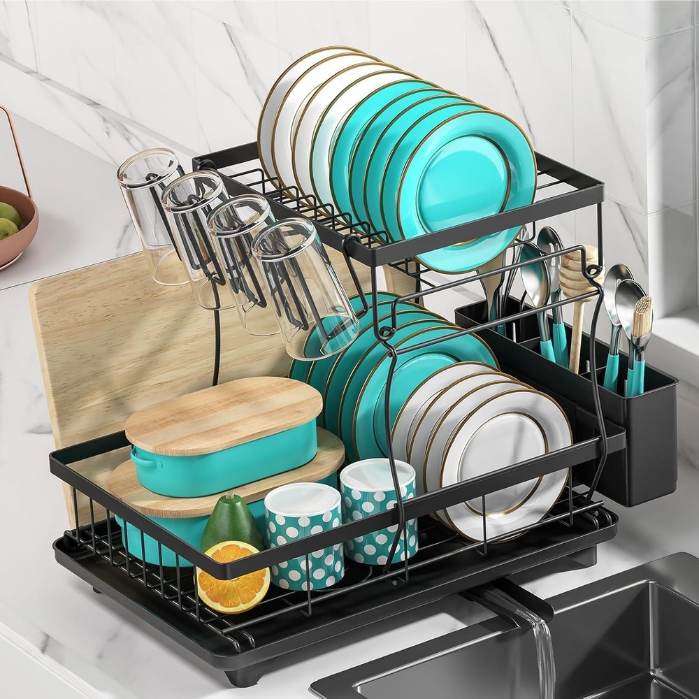 Dish Drying Rack Space-Saving Dish Racks Kitchen Counter Rustproof Drying Rack