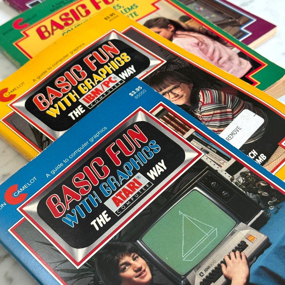 Vintage 1983 BASIC Programming Books including Atari & IBM/PC Graphics & Games