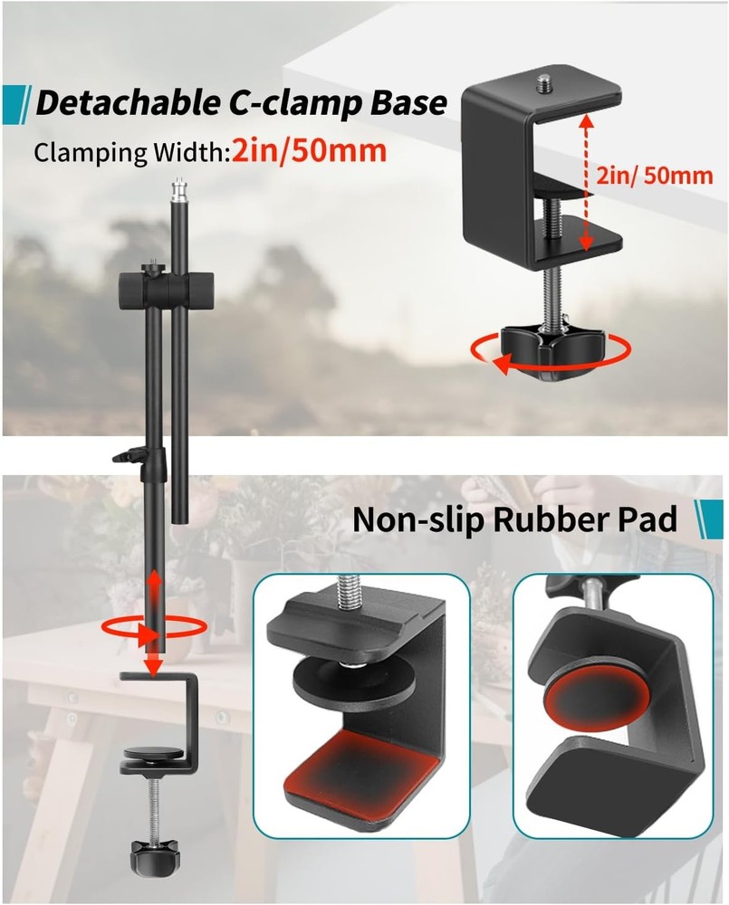 Overhead Camera Mount Desk Stand, Arm Clamp 1DFPGBL, Black